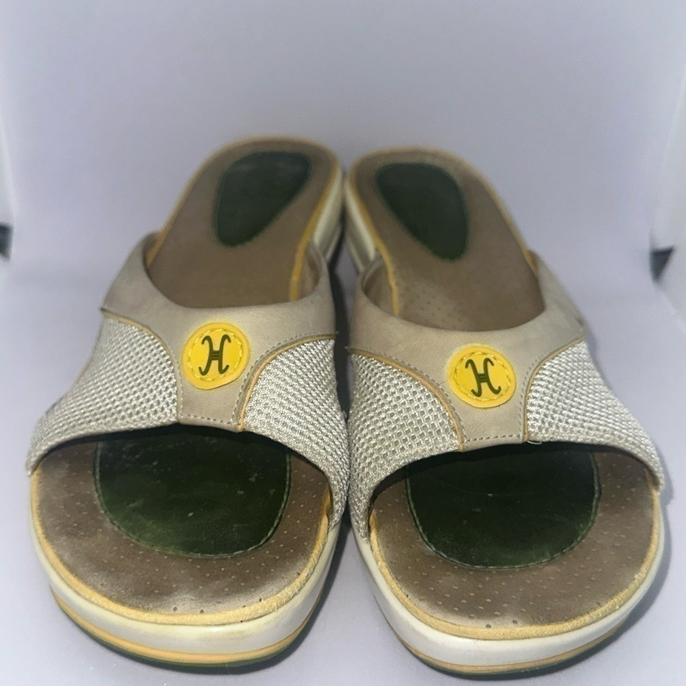 Cole Haan Women's 7.5 Air Hampden Leather Comfort Wedge Slide Sandals
